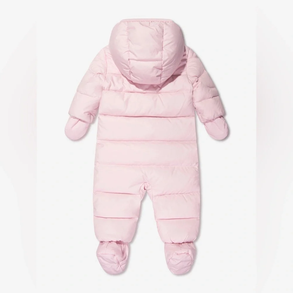Ralph Lauren Pale Pink Quilted Puffer Bunting with Hood